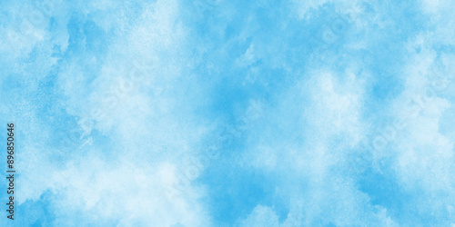 Abstract cloudy blue background with bokeh,Hand painted abstract soft sky blue watercolor sky and clouds,colorful clearing day Good weather and beautiful nature in the morning.