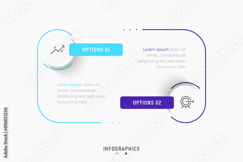Vector Infographic label design template with icons and 2 options or steps. Can be used for process diagram, presentations, workflow layout, banner, flow chart, info graph.