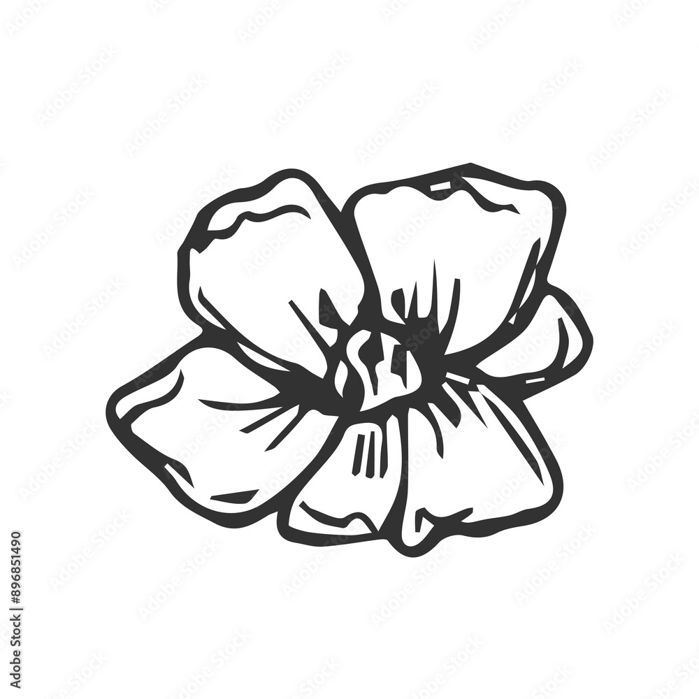 Vector strawberry plant flower line art illustration, hand drawn floral outline drawing, botanical monochrome sketch. Vector strawberry plant flower line art illustration, hand drawn floral outline drawing, botanical monochrome sketch.