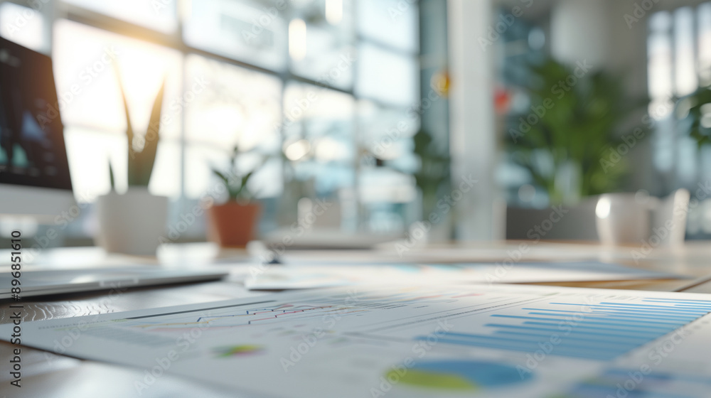 A close-up of financial documents and graphs on an office table, symbolizing the concept of company resilience during challenging times, with a blurred background showing a modern A close-up of financial documents and graphs on an office table, symbolizing the concept of company resilience during challenging times, with a blurred background showing a modern