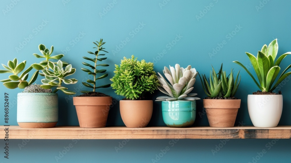 Fototapeta premium Succulents and Plants on a Shelf