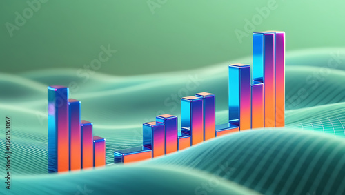 B ar graph rising, sotck market informations business growth process, technology trend, economic improvement concepts, minimal style.