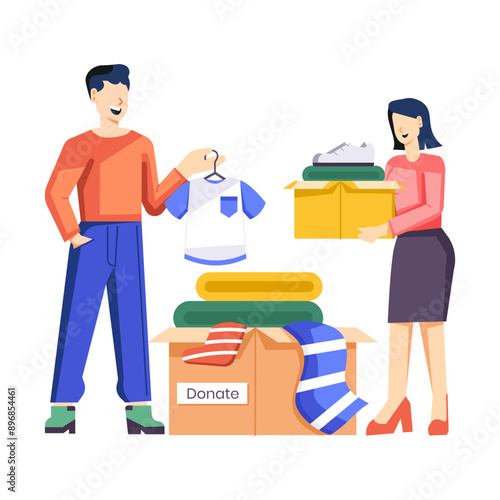 A clothes donation illustration in flat style 


