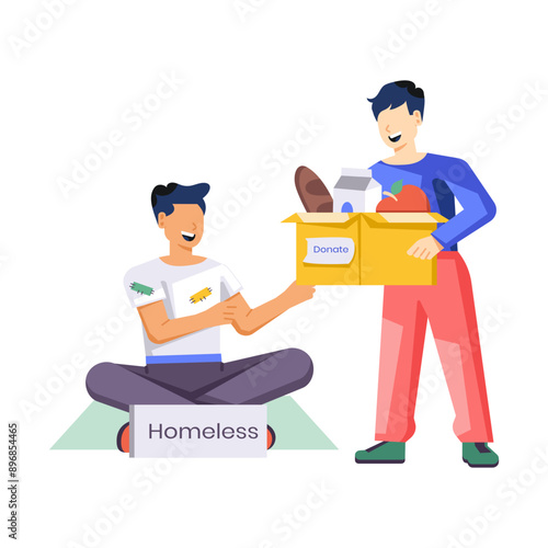 A flat style illustration of food donation

