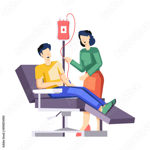 A flat style illustration of blood donation

