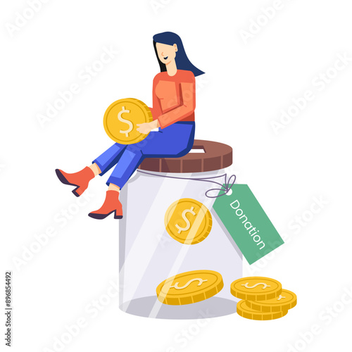 A flat style illustration of money donation

