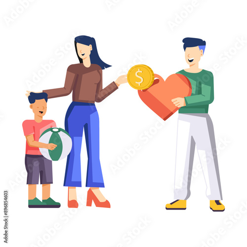 An illustration of philanthropy in flat style 

