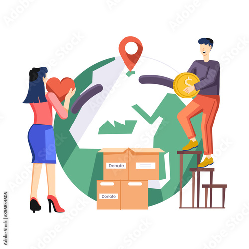 A global charity illustration designed in flat style 

