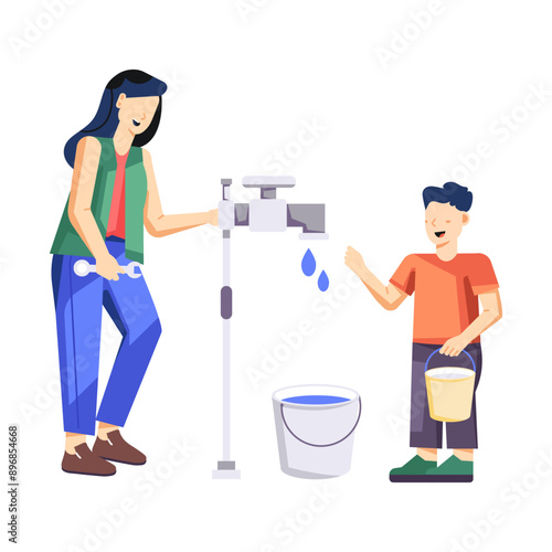 A flat style illustration of water charity 

