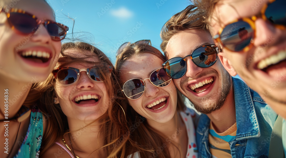 Bright Day Banter - Three Friends, Curly-Haired Girl with Sunglasses and Bearded Mates, Enjoying a Lively Outdoor Chat with a Green, Bokeh-Filled Scene. Bright Day Banter - Three Friends, Curly-Haired Girl with Sunglasses and Bearded Mates, Enjoying a Lively Outdoor Chat with a Green, Bokeh-Filled Scene.