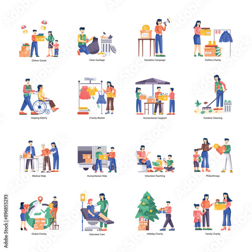 WebBundle of Welfare and Charity Flat Illustrations

