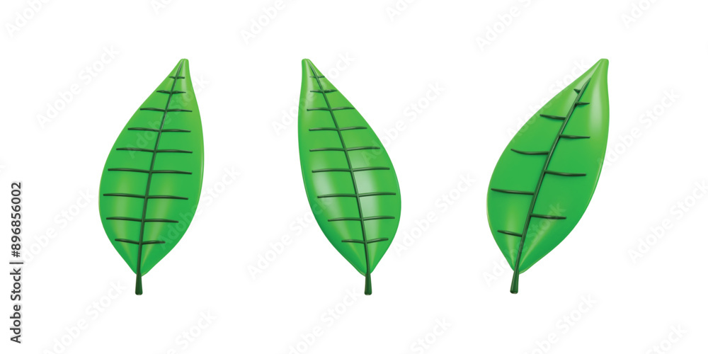 Fototapeta premium Leaf of tree. Ecology, bio and natural environment concept icon set 3d render