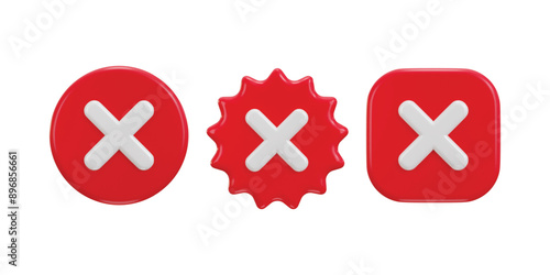Cancel of Cross mark icon set 3d render concept of rejection, false, delete and invalid icon set vector illustration