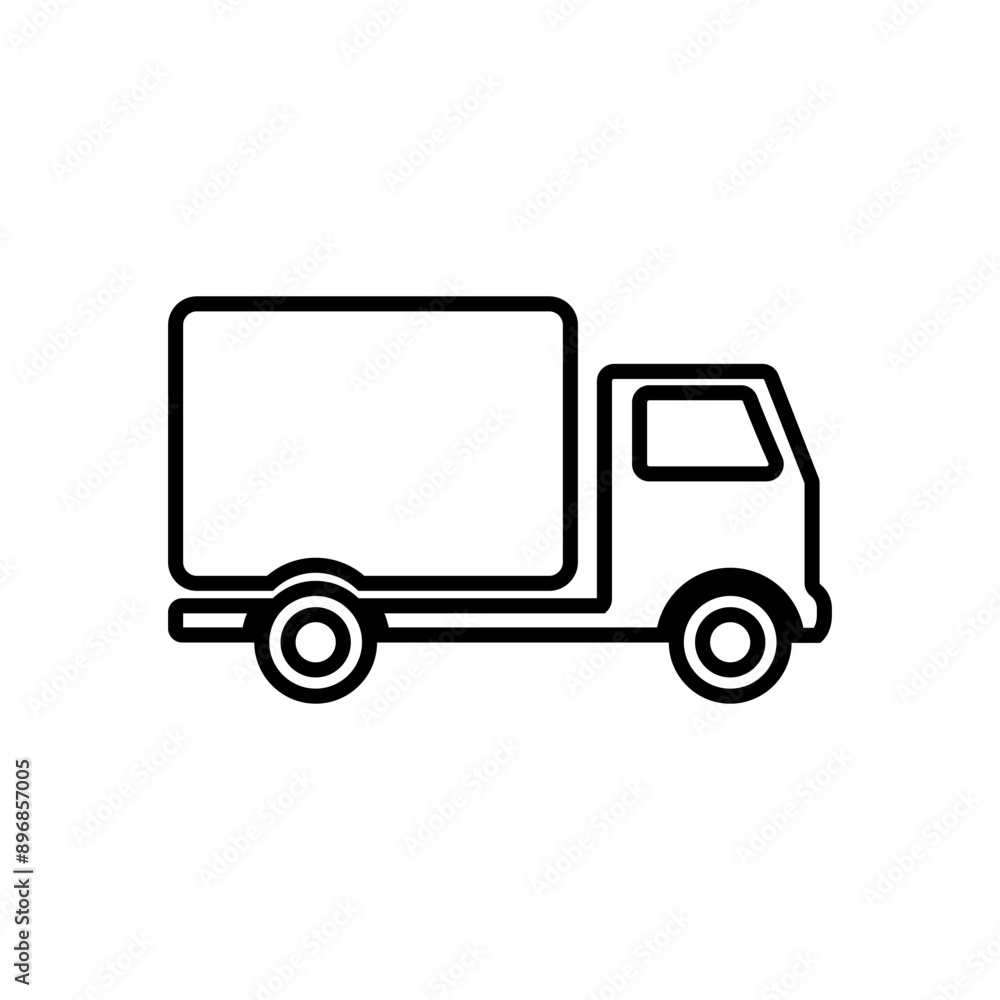 Delivery truck, car icon isolated on round background. Vector simple illustration.
