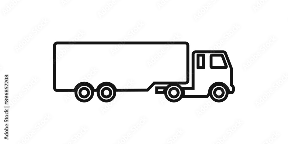 Delivery truck, heavy truck line icon isolated on round background. Vector simple illustration. Delivery truck, heavy truck line icon isolated on round background. Vector simple illustration.