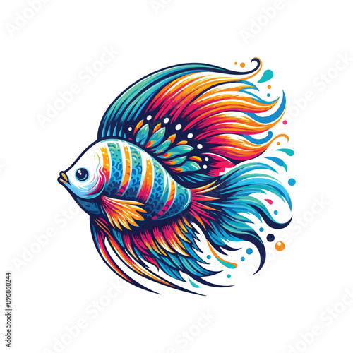 Animal angelfish ocean cartoon vector illustration.
