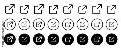 External link icons. Web chain open link to attached website. External link icon vector sign.