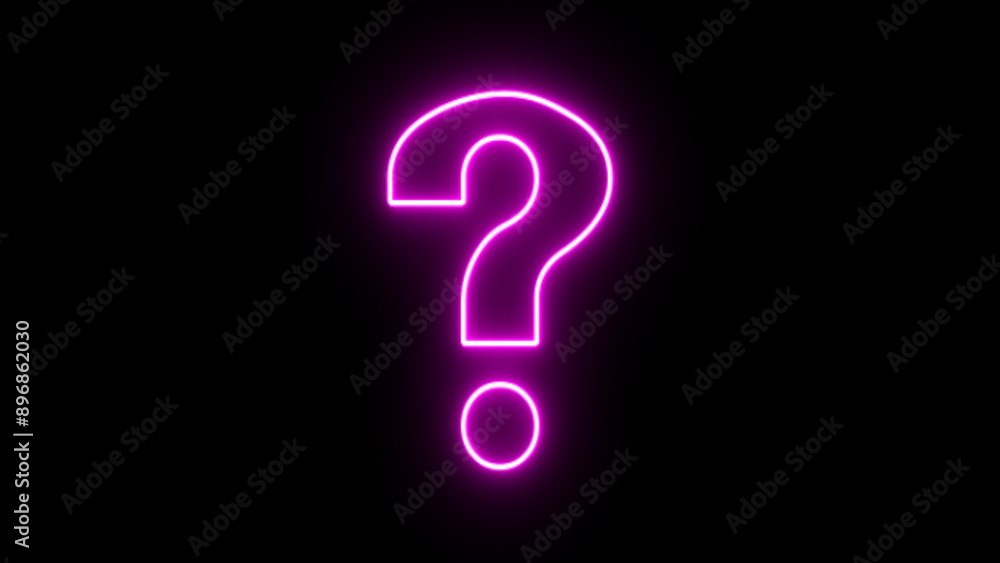 Glowing purple blinking neon question mark on alpha channel background. Flickering question mark sign Glowing purple blinking neon question mark on alpha channel background. Flickering question mark sign
