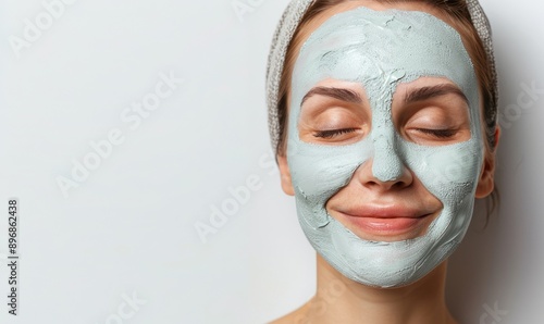 Portrait Photography of a Woman Using a Cosmetic Face Mask: Skincare and Beauty Routine