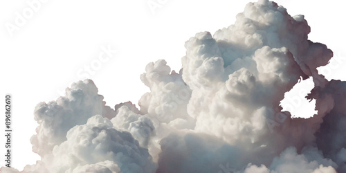 Vector realistic white soft cutout clean cumulus cloudscape cut out specials fog on transparent background.