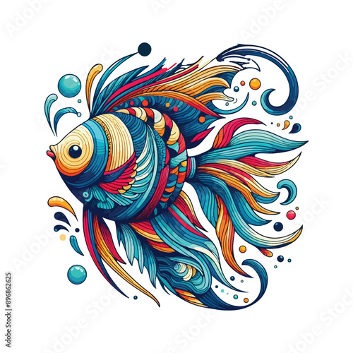 Animal angelfish ocean cartoon vector illustration.