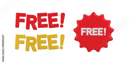 Free tag and free text effects icon 3d text 3d render