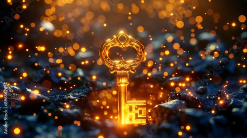 Wallpaper Mural Enchanted key glowing, opens magical door, mystical  Torontodigital.ca