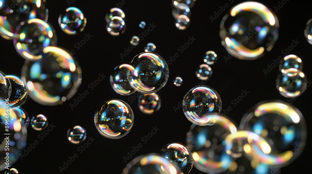 Colorful soap bubbles on a black background Colorful soap bubbles on a black background