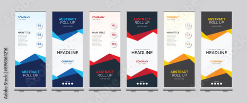 Corporate rollup banner, pull up, business flyer, display, x-banner