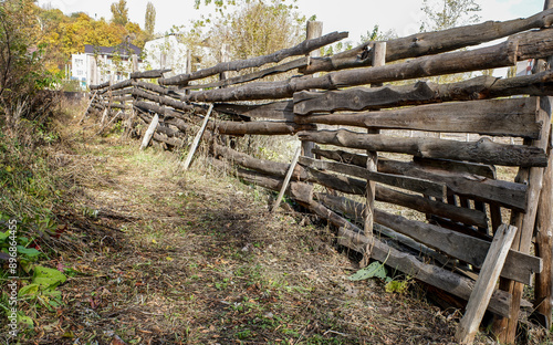 old wooden fence in the garden