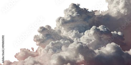 Vector realistic white soft cutout clean cumulus cloudscape cut out specials fog on transparent background.