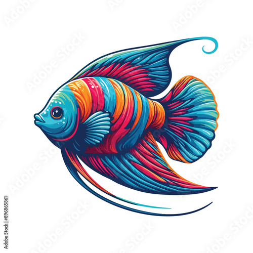 Animal angelfish ocean cartoon vector illustration.