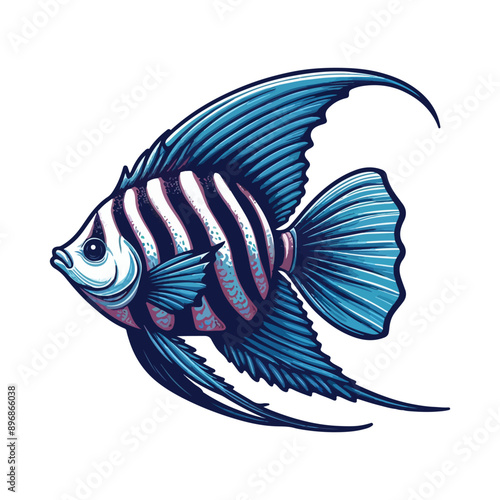 Animal angelfish ocean cartoon vector illustration.
