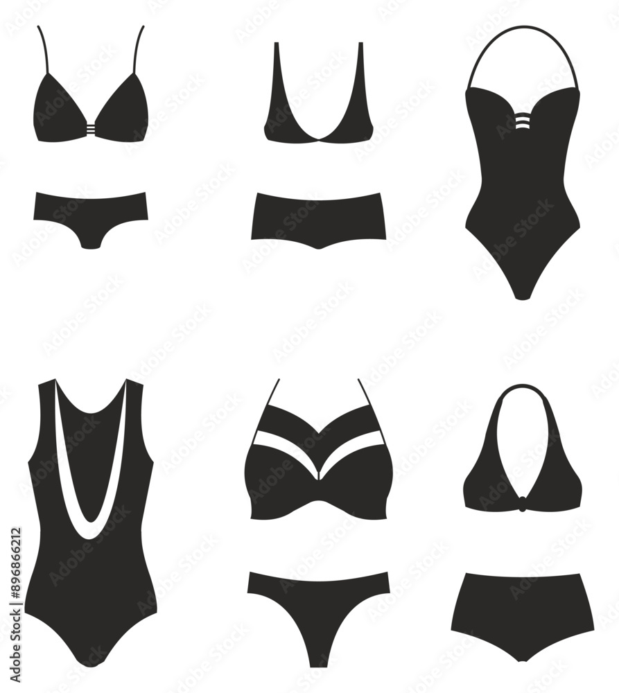 Lingerie Female panty and woman's bra bikini silhouette Lingerie Female panty and woman's bra bikini silhouette