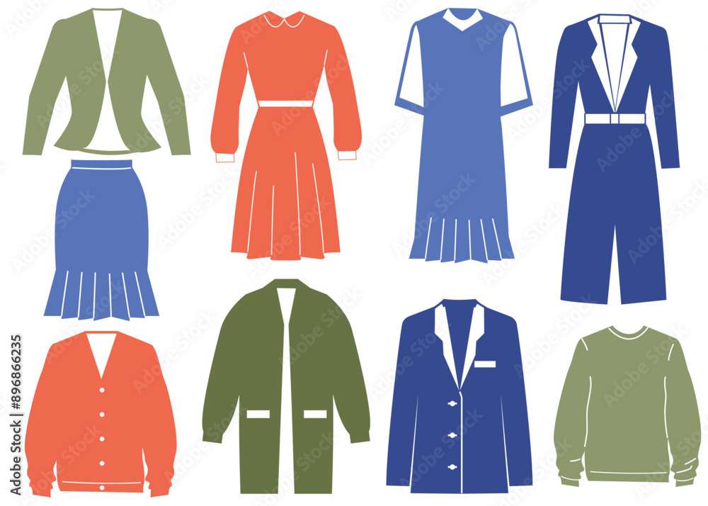 Collection of women dress silhouette Collection of women dress silhouette