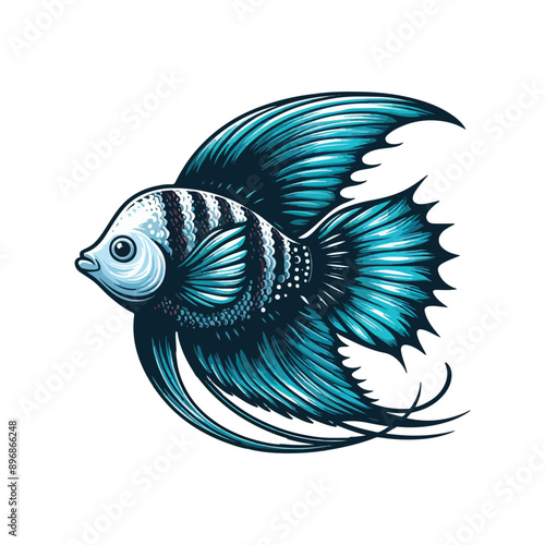 Animal angelfish ocean cartoon vector illustration.