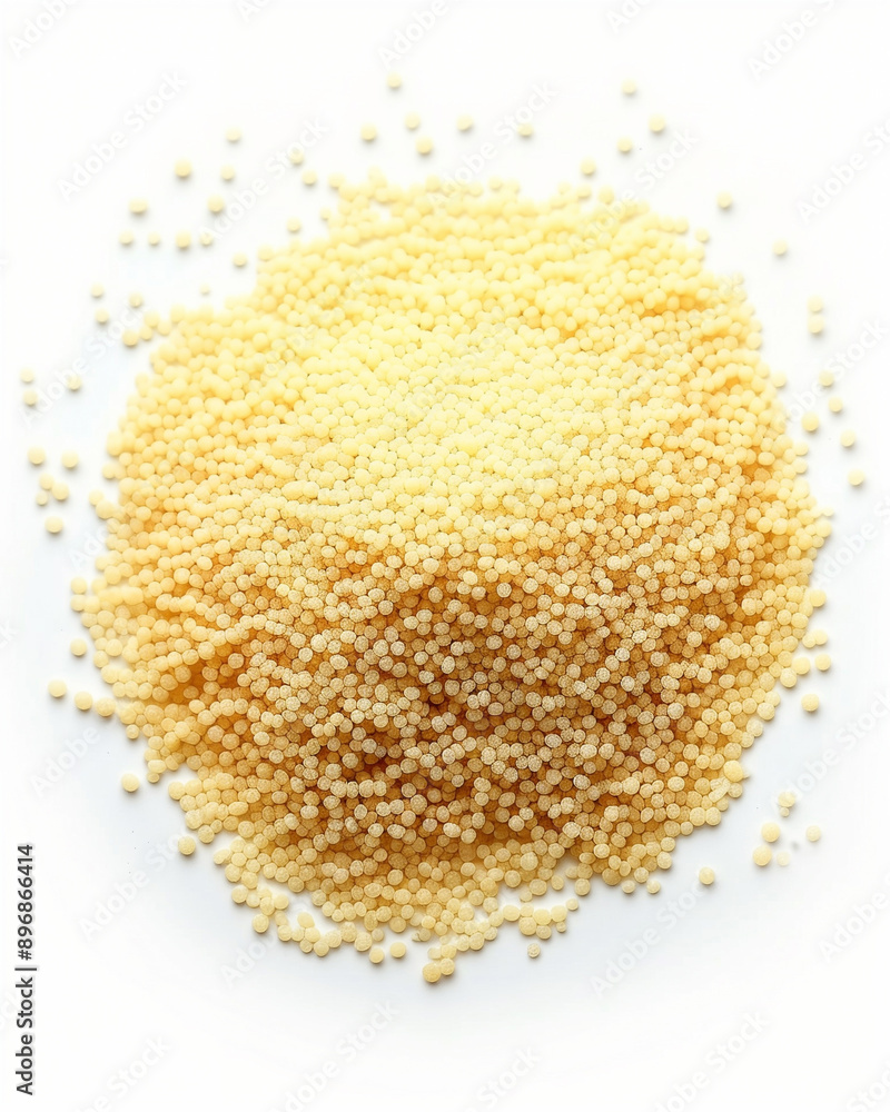 Couscous pile isolated. Dry cuscus, raw kuskus, uncooked cous cous. National Couscous Day - August 5 Couscous pile isolated. Dry cuscus, raw kuskus, uncooked cous cous. National Couscous Day - August 5