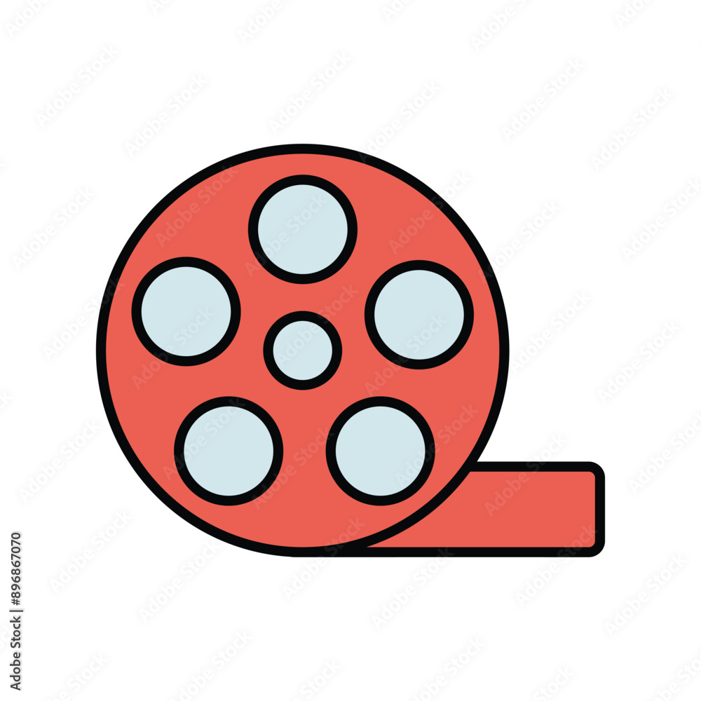 film roll color line icon with white background vector stock illustration film roll color line icon with white background vector stock illustration