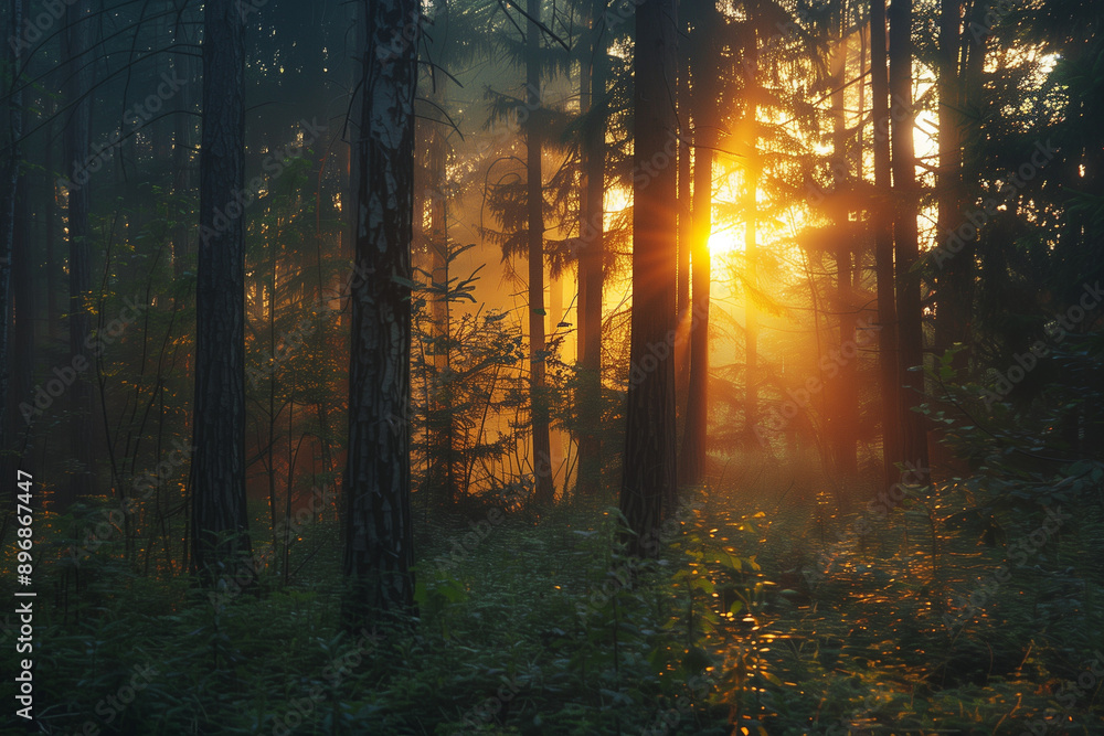 Fototapeta premium sunrise in the forest