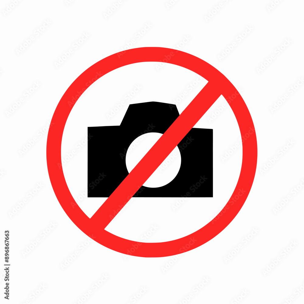 Prohibited Sign, No photography sign isolated on white background, Illustration vector Prohibited Sign, No photography sign isolated on white background, Illustration vector