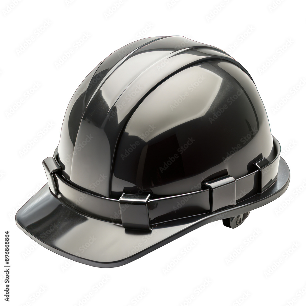 Fototapeta premium Black safety helmet isolated on transparent background
