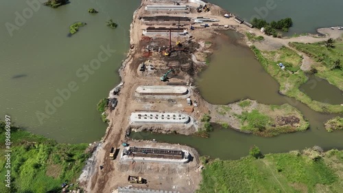 Aerial View of Pandansimo Bridge Construction Site photo