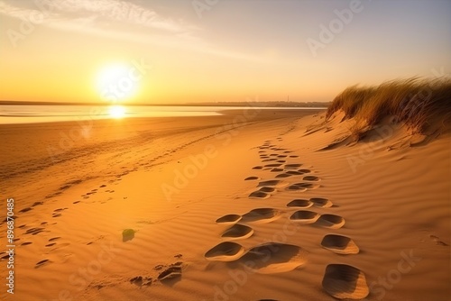 Beautiful Sandy Beach with Footprints, beach, sandy, footprints, beautiful, plage de sable, traces de pas, coast photo