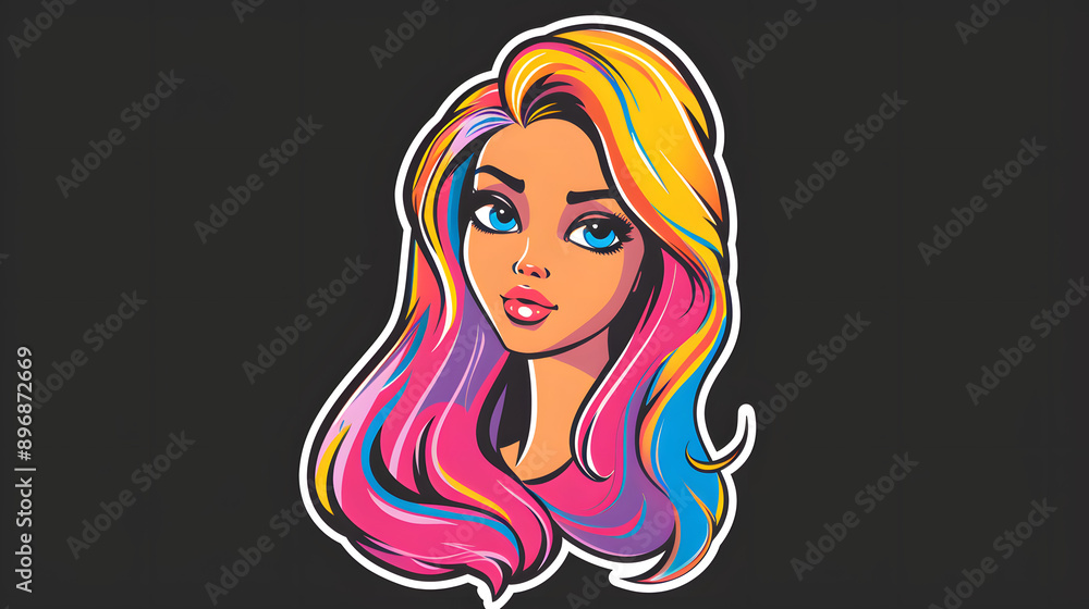 Beautiful and cute animated cartoon dolls stickers with black background. Beautiful and cute animated cartoon dolls stickers with black background.