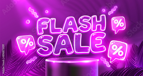 Flash sale event, big sale offer, poster label. Vector illustration