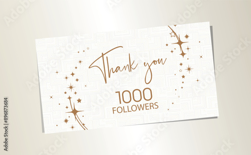 Thank you 1000 followers card on white background	