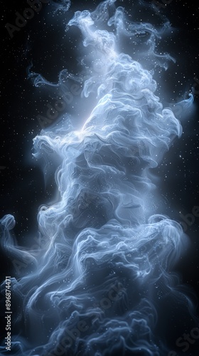 abstract art black and light blue cloud mixed to gether, black background, universe, Ultra high resoulation, photo