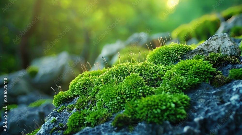 Vibrant Green Moss on Rocks Vibrant Green Moss on Rocks