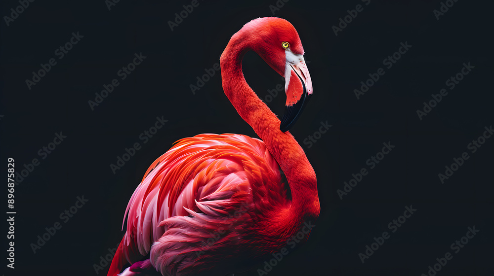 Fototapeta premium Beautiful Red Flamingo with cute long neck.