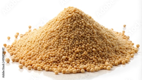 A Pile of Yellow Mustard Seeds on a White Background photo